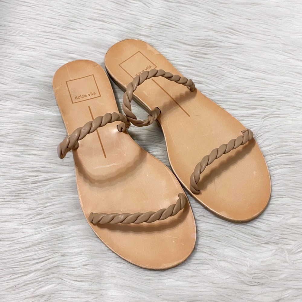 Dolce Vita Tan Woven Strap Flat Sandals